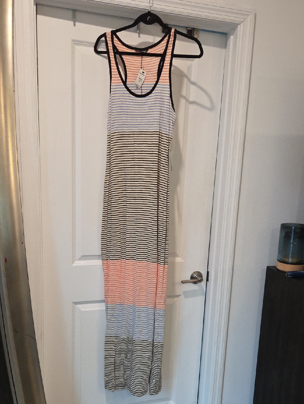 Express Striped Tank Maxi Dress in Peach, Black and White Size M! New With Tags!